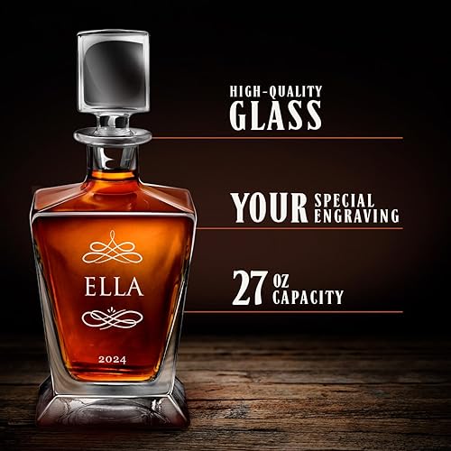 Miniatura 4 de Maverton Juego de whisky para mujer - Decantador de licor personalizado con 4 vasos para ella - Jarra de whisky y vasos para cumpleaños - Set de