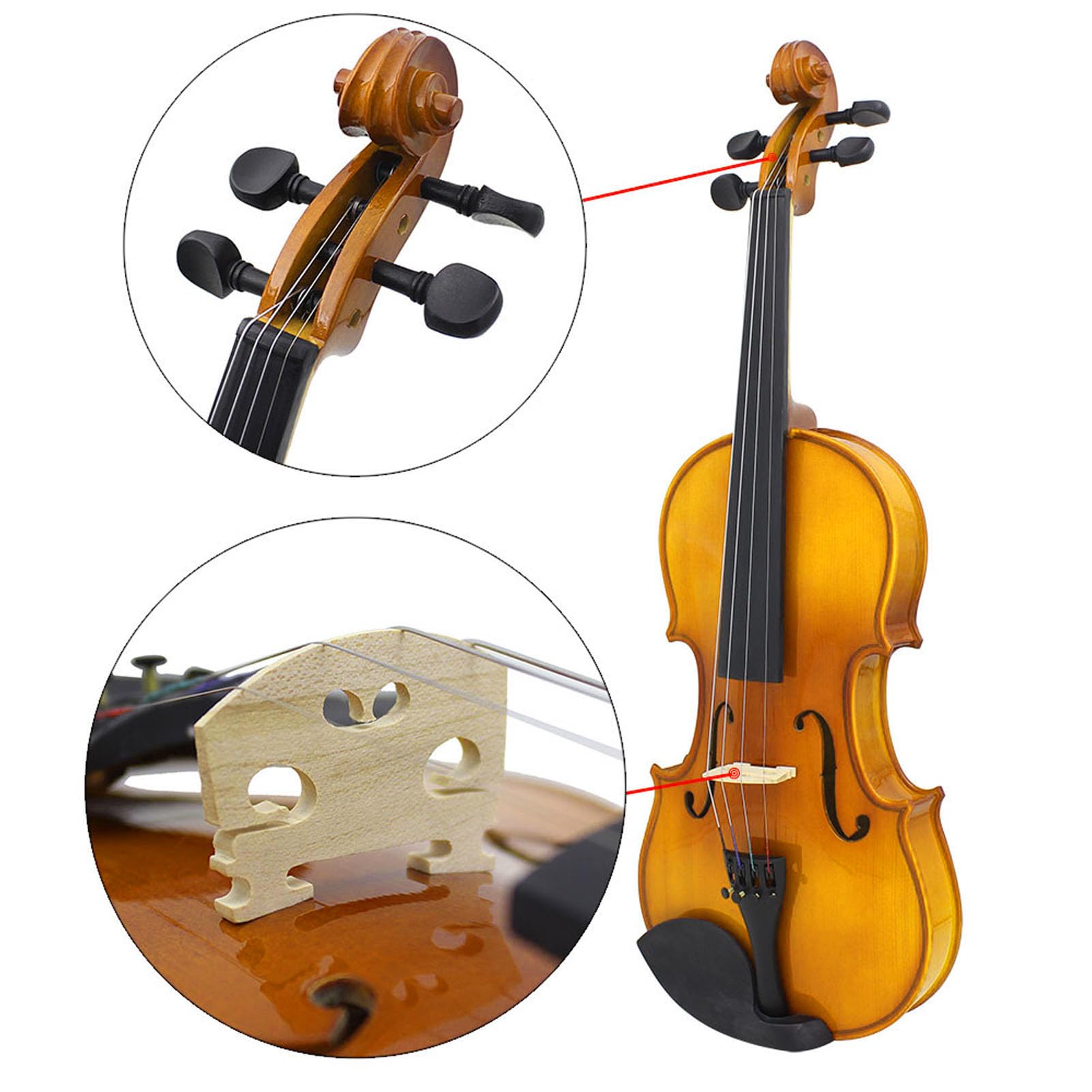 Violino 4/4 Legno Kit per Principianti-Violino per Principianti 4/4 Violino per Adulti Violino Set di Violino per Practice & Performance