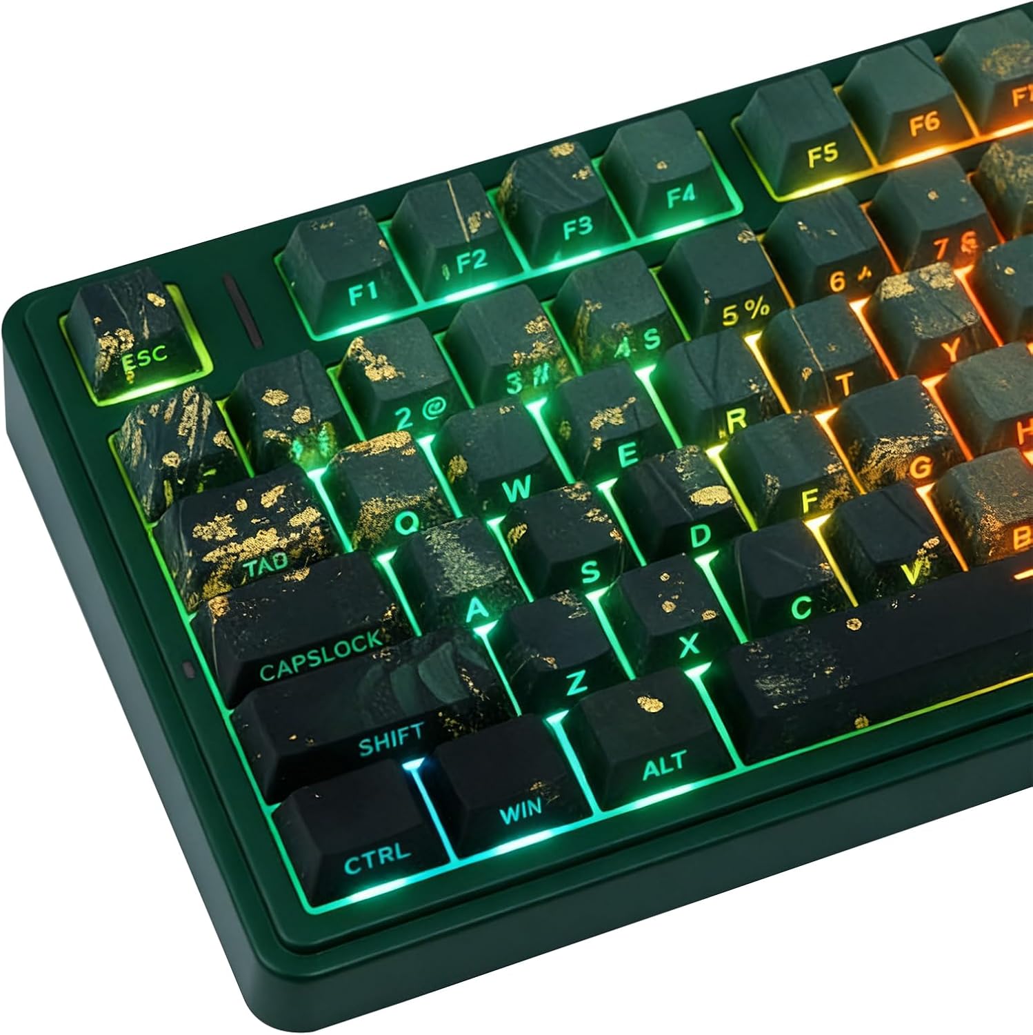 JOMKIZ Summer Breeze PBT Keycaps, 133 Keys Cherry Profile, Side Legend Shine Through, Dye-Sublimation Keycap Set for Mechanical Keyboards, Vibrant Green Theme