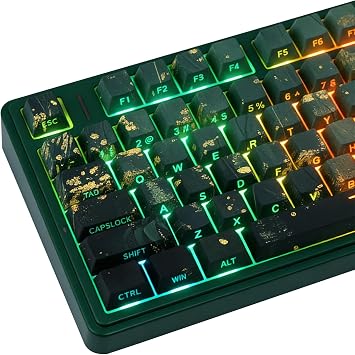 JOMKIZ Summer Breeze PBT Keycaps, 133 Keys Cherry Profile, Side Legend Shine Through, Dye-Sublimation Keycap Set for Mechanical Keyboards, Vibrant Green Theme