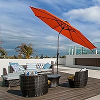 Vista 4 de Tangkula Sombrilla solar de patio de 10 pies, sombrilla de mercado de mesa al aire libre con 24 luces LED, ajuste de inclinación, mango de manivela