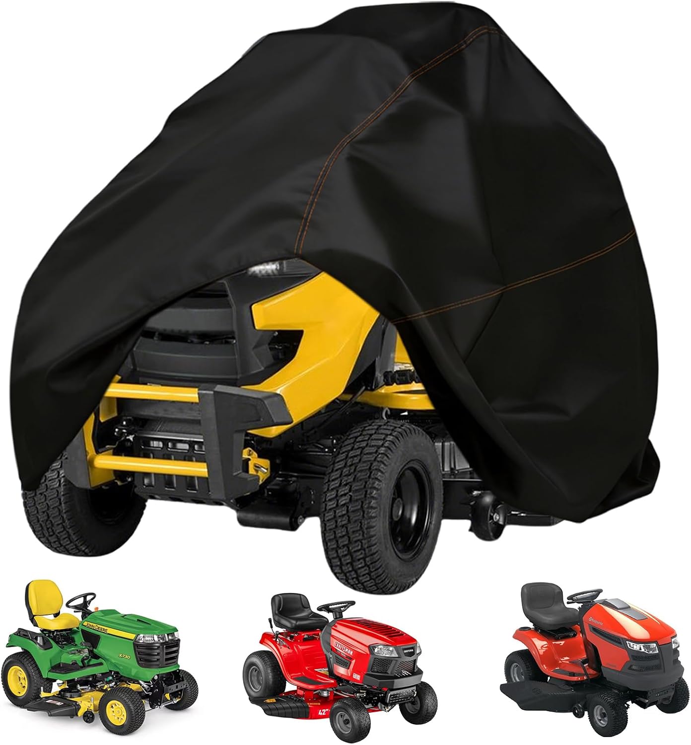 Riding Lawn Mower Cover Waterproof Outdoors lawn Tractor Covers Fits Deck Up to 54" Heavy Duty for Husqvarna,Craftsman,John Deere,Toro,Troy Bilt,Honda Lawnmower Cover with storage bag