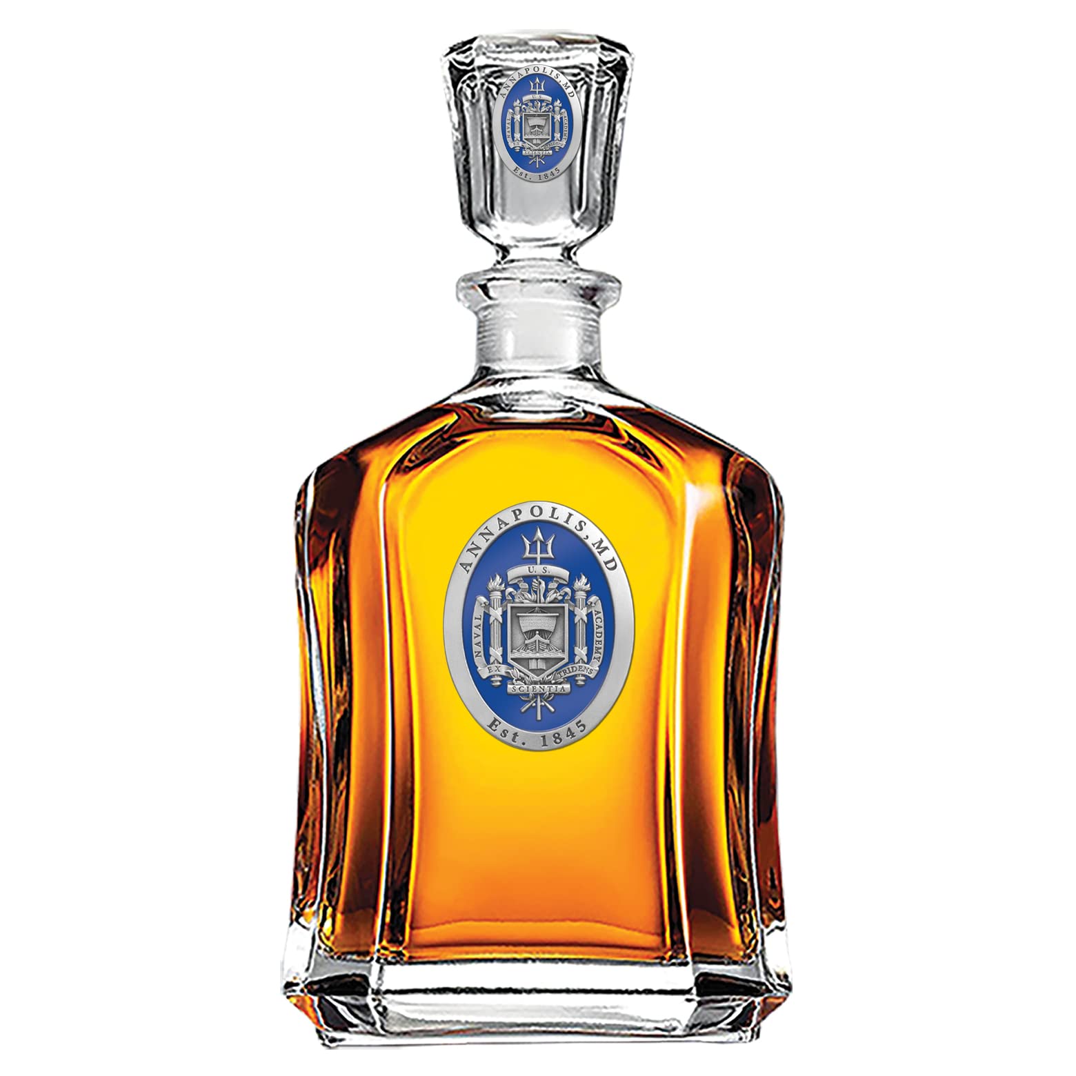 Heritage Pewter Naval Academy Capitol Decanter | 24 OZ Whiskey Decanter for Liquor with Airtight Stopper | Expertly Crafted Pewter Glass