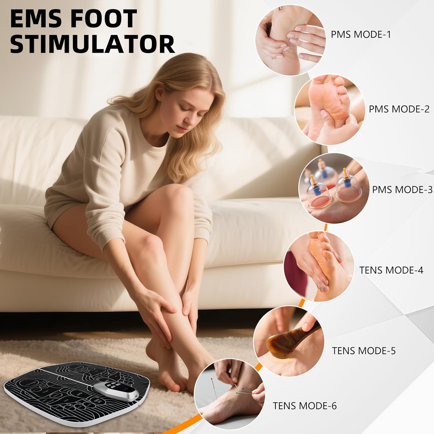 EMS Foot Stimulator (HK701A),Transcutaneous Electrical Nerve Stimulator for Pain Relief,EMS Foot Massager for Stimulate Healthy Muscles,Improve and facilitate Muscle Performance, Stimulator Muscles.
