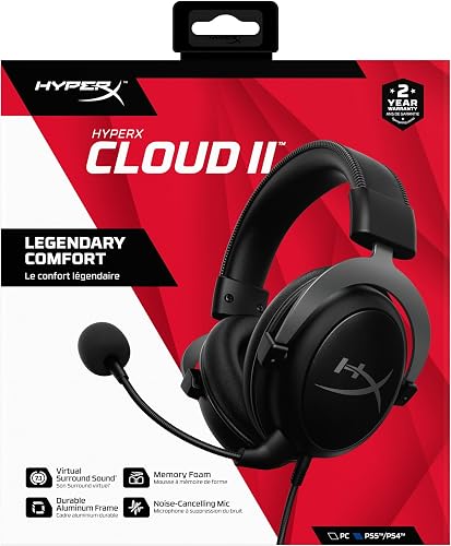 HyperX Cloud II – Gaming Headset PC/PS4/Mac/Mobile, gunmetal - 53 mm Driver Size - 11