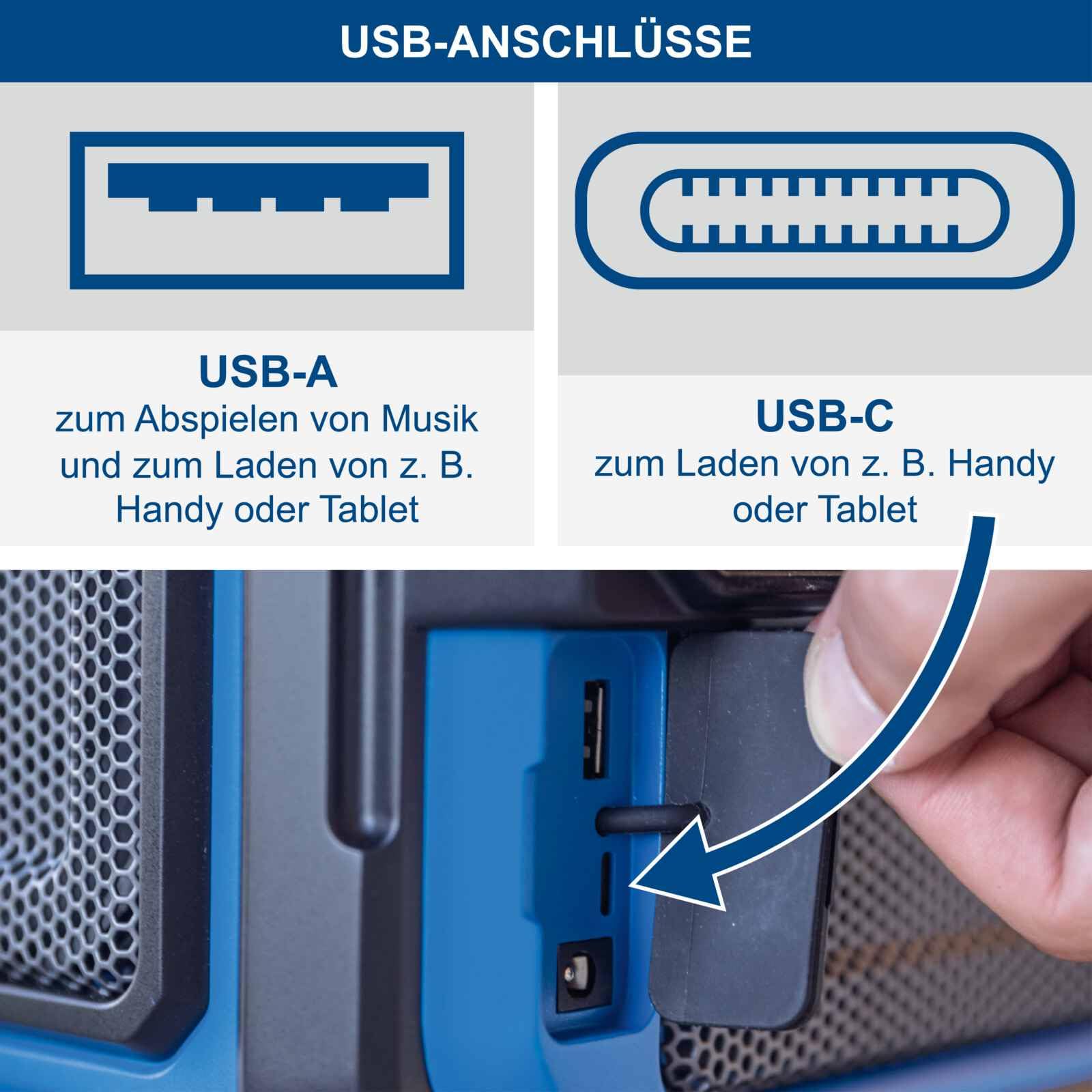 Scheppach Akku Baustellenradio C-DAB30-X | Empfang DAB+ & FM, Audio Bluetooth & USB-A | 30W Lautsprecher | Preset Equalizer, TWS Sound | 20V-IXES-Serie | 10 Jahre Garantie | mit 2Ah Akku & Ladegerät