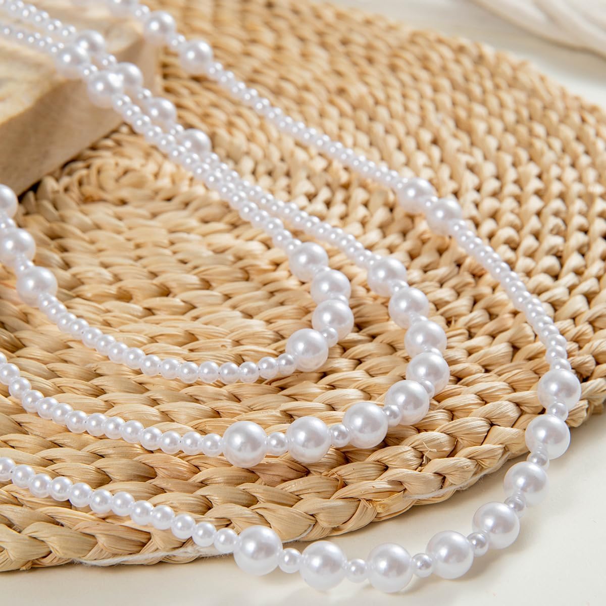 Long Pearl Necklaces for Women Dainty Layered Pearl Beaded Necklace Statement Long Chain Necklace Sweater Strand Chain Jewelry
