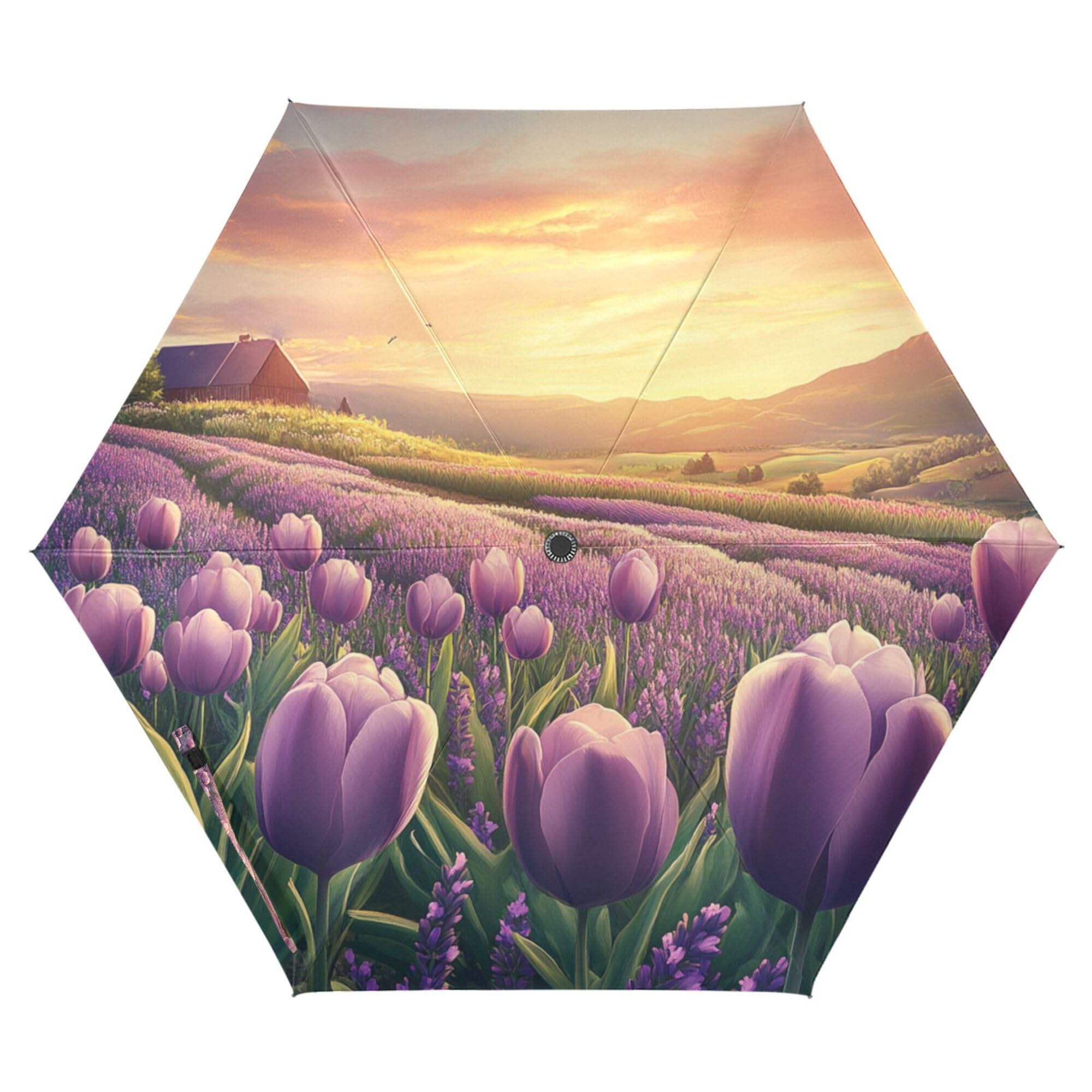 JUNZAN flower Lavender Spring Golf Umbrellas 39 Inch Uv Defence Automatic Open Close Mini Umbrella for Girls Outdoor Defence Accessories