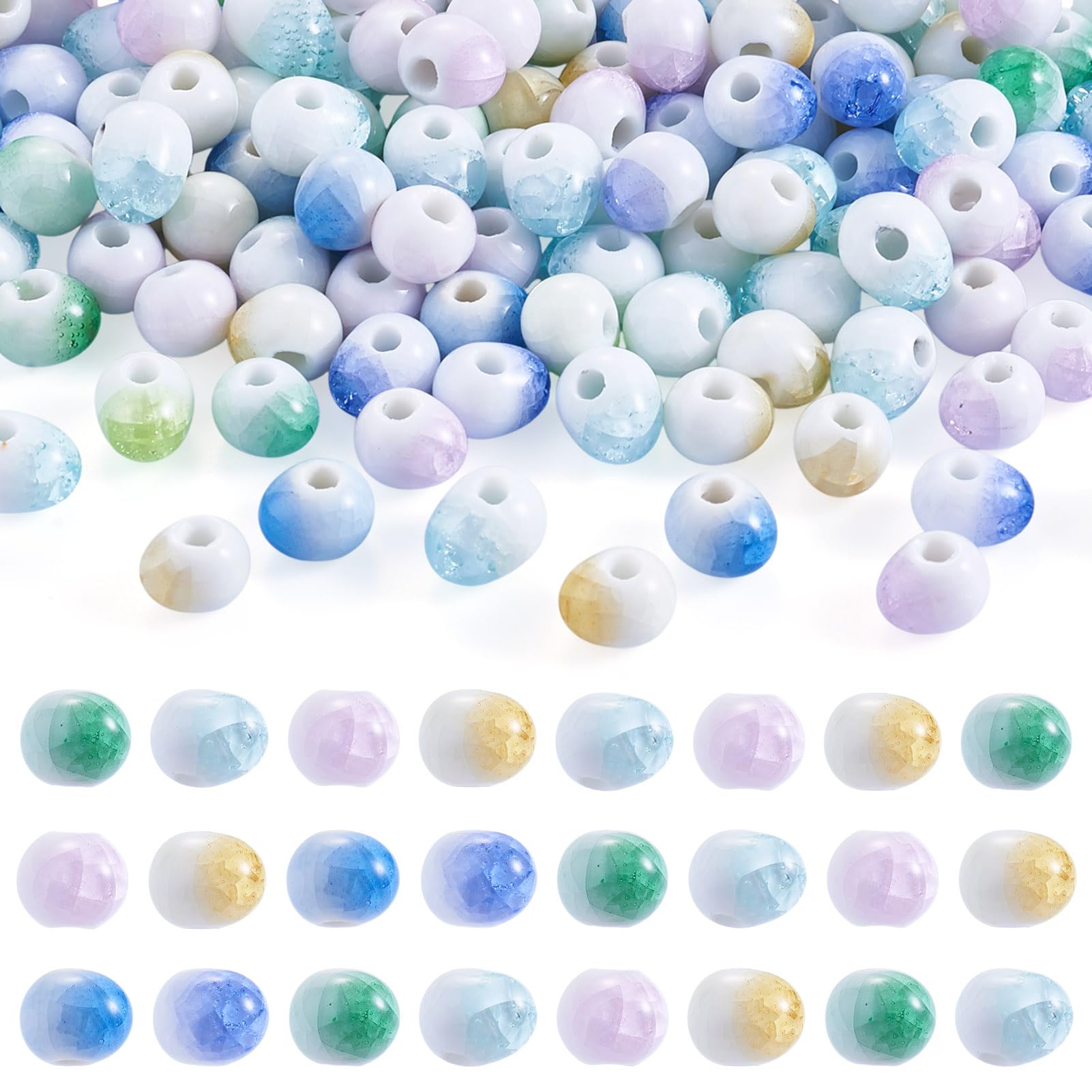 Perles en porcelaine craquelée Elecrelive 10x8mm pour fabrication de bijoux collier bracelet lot 200
