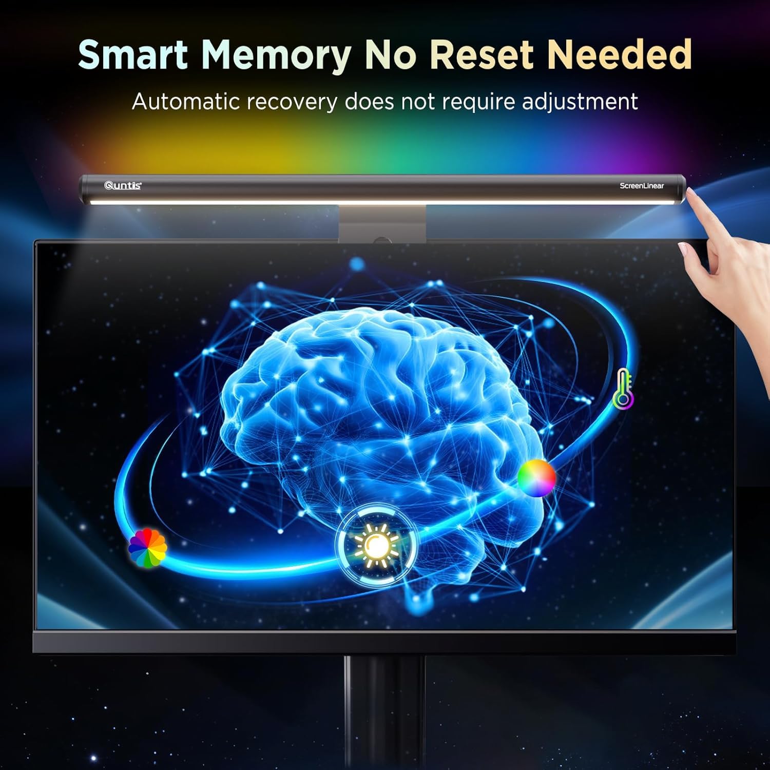 Quntis LED Lampe Ecran PC Lampe de Bureau USB d'ordinateur 40CM RGB Light Bar Monitor Computer, Lumière Ambiante Réglable 15 Couleurs d' Eclairage, Barre Lumineuse pour Gaming Lecture Office