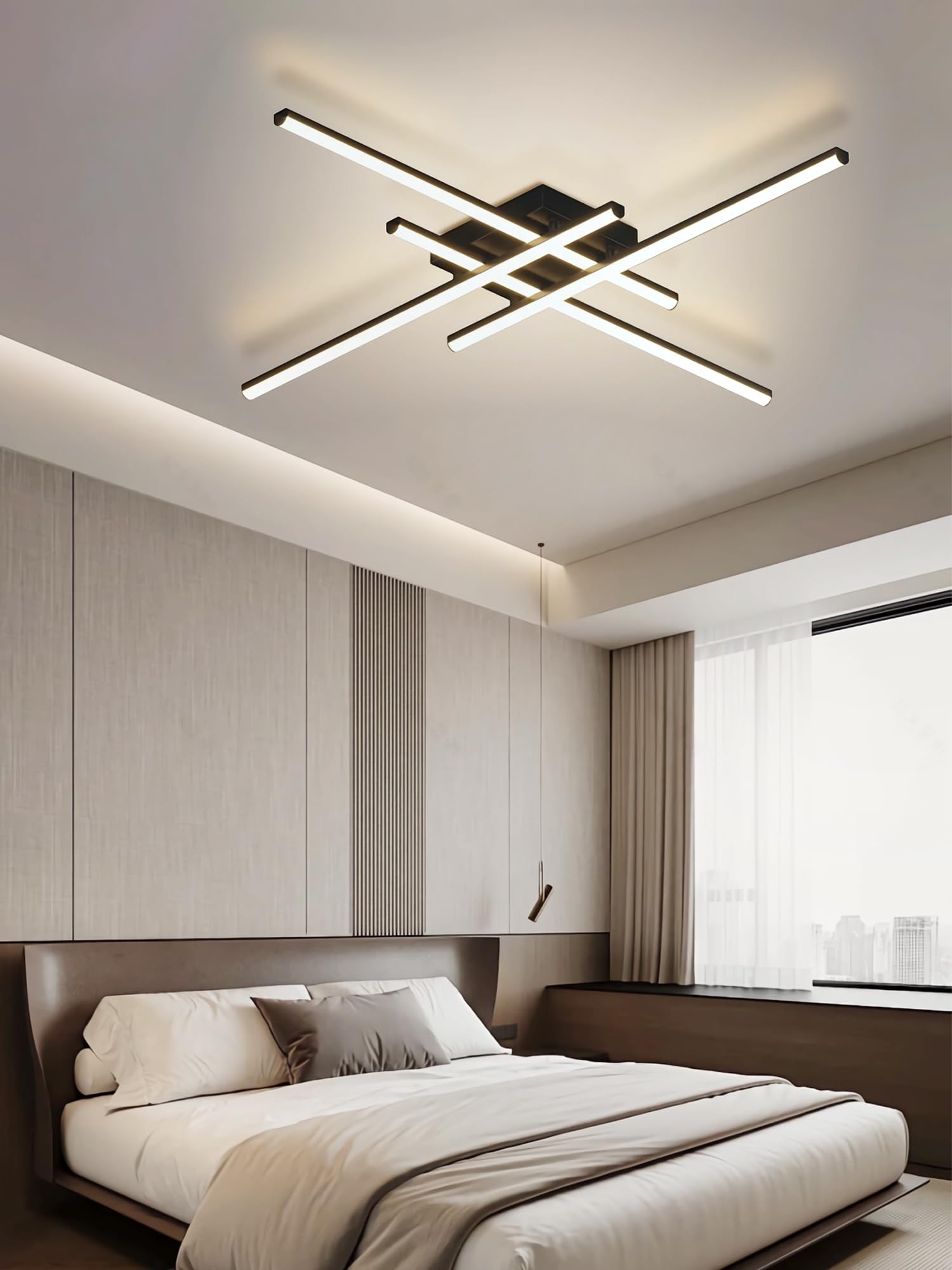 Nowoczesne lampy sufitowe Lampy sufitowe LED 6000k / 4000k/3000k Nowoczesne lampy sufitowe o minimalistycznym designie odpowiednie do sypialni korytarzy salonów jadalni i kuchennych (Czarny,4głowice)