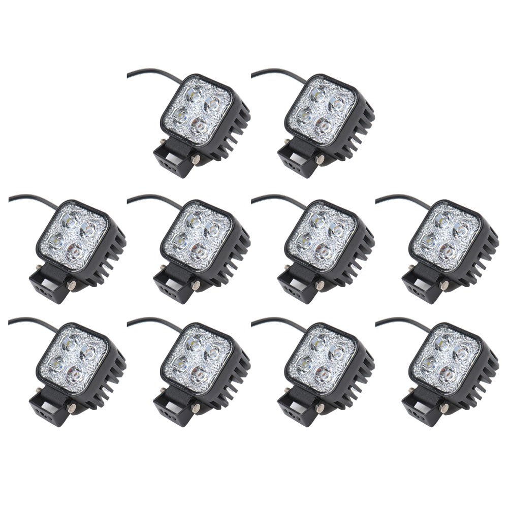 12 W Taller Lámpara LED Faro de trabajo para 4 ledes Offroad lámpara LED Foco Reflector de Trabajo Luz Faro Adicional para SUV, UTV, ATV IMMEGE Foco 12 – 24 V