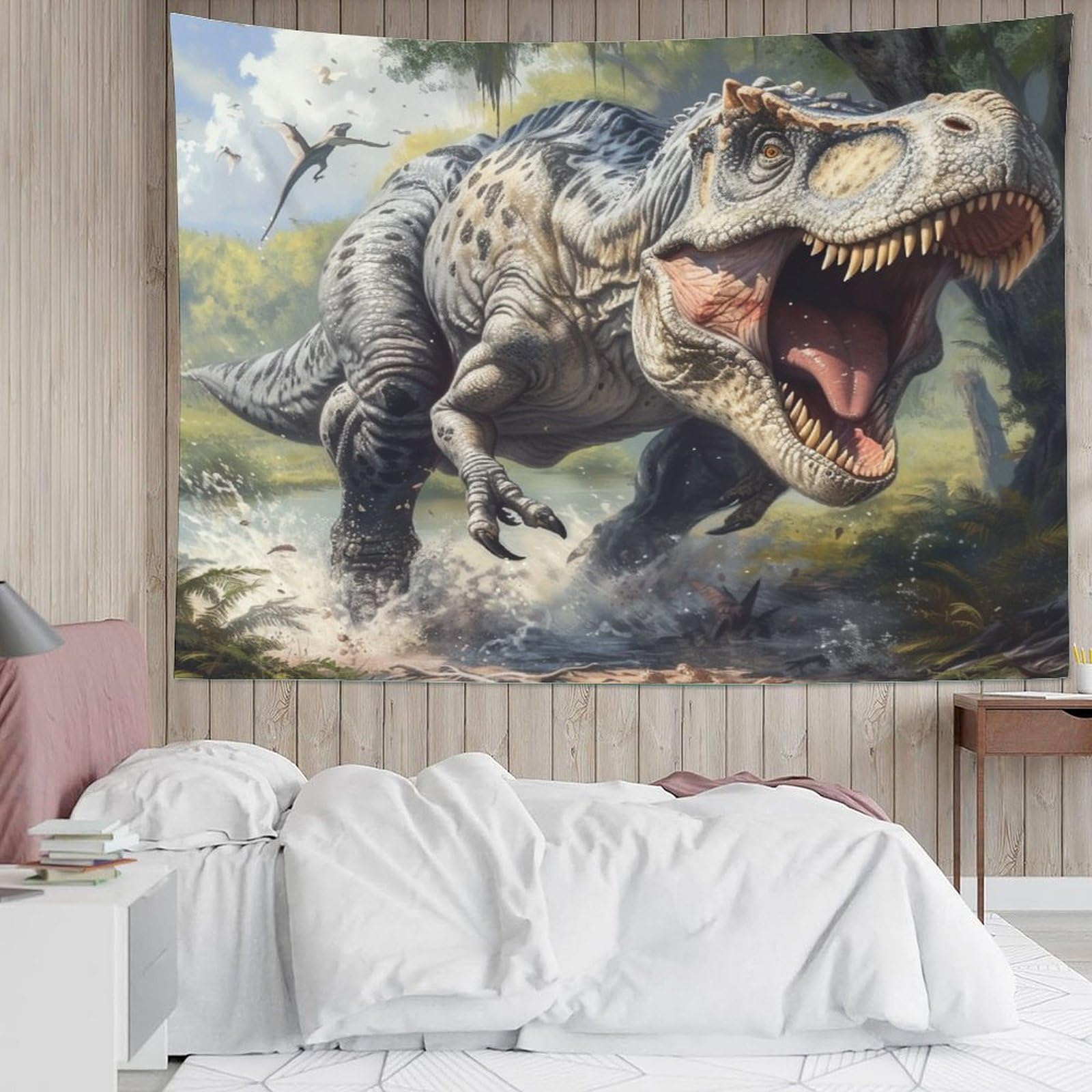 Tappeto Da Parete Dinosauros - Arazzo Decorativo 180x230 Cm, Stampa HD Animali - Foto 5