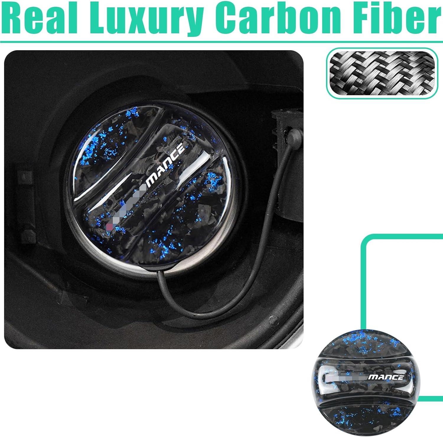 Forged Carbon Fiber Car Fuel Gas Tank Filler Cap Cover Trim Universal fit for BMW MINI X1 X2 X3 X4 X5 F10 F30 E46 E90 F80 F82 G80 G82 (Blue)