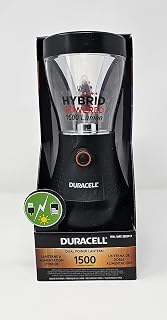 Duracell 1500 Lumen Dual Power Lantern - Solar USB Rechargeable, 5 Power Sources, IPX4 Waterproof, 1500 Lumens Black