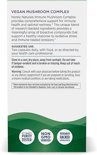 Miniatura 3 de Nordic Naturals Complejo inmune de hongos, sin sabor, 60 cápsulas, apoyo adaptogénico, mezcla de hongos múltiples, bienestar óptimo, sin OMG,