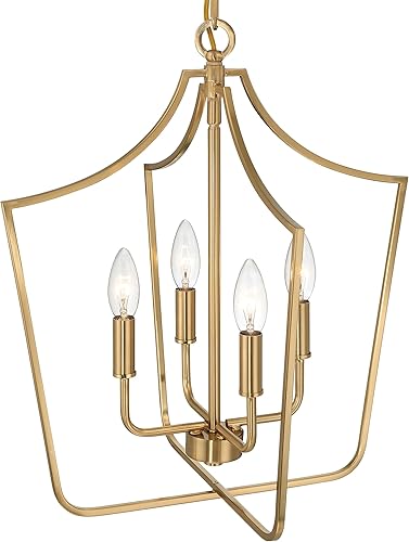 Miniatura 9 de Creative Co-Op Constance - Lámpara de techo estilo candelabro de metal cónico con 4 luces, color dorado cepillado