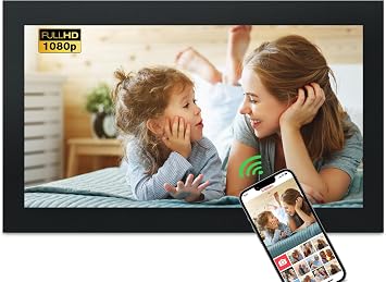 Frameo 15.6 Inch Digital Picture Frame WiFi Connect Touch Screen Digital Photo Frame, 32GB Memory, Auto-Rotate, Share Photos/Videos Instantly via Frameo App from Anywhere Black, 15.6 Inch
