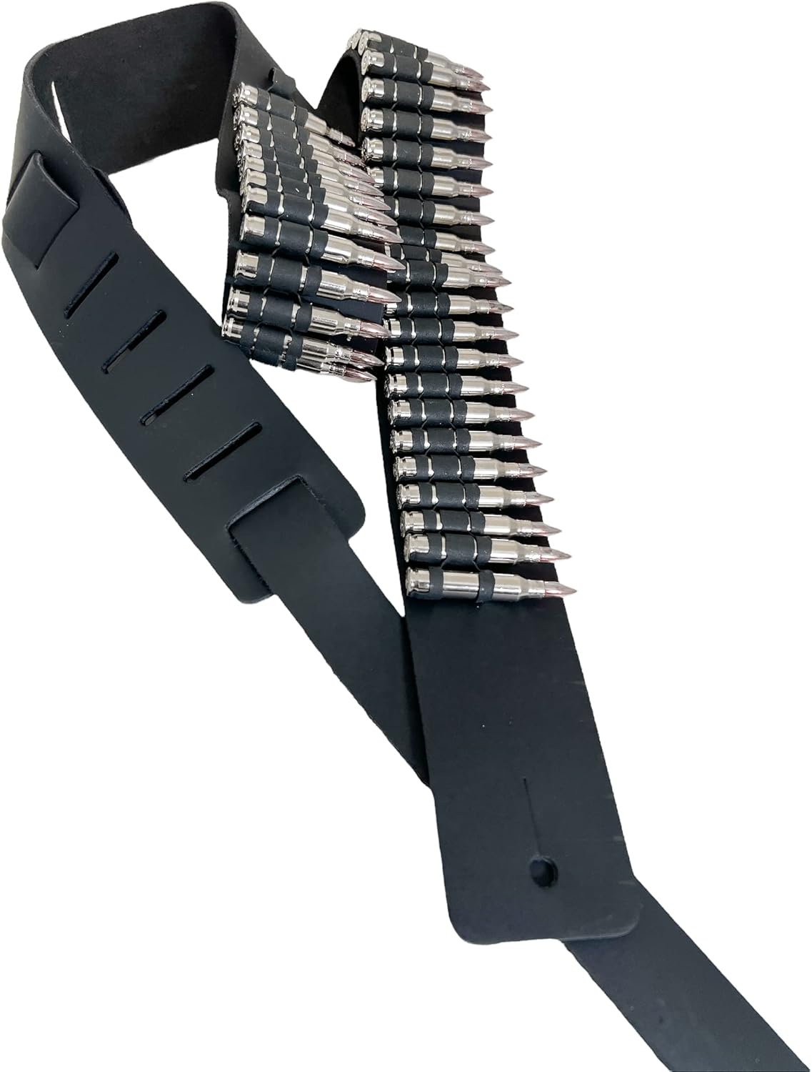 Funk Plus Bullet Guitar Strap Nickel Shell Nickel Tips Leather Thrash Metal Punk Thrash Bass Rock Strap