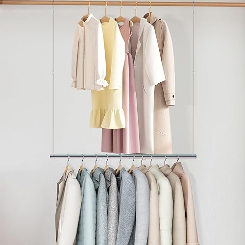 STO STO 1 barra para colgar armario, barra de armario ajustable en longitud y altura, extensor de armario de metal que ahorra espacio para colgar