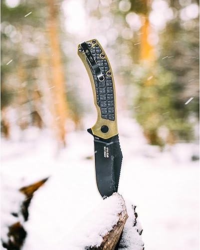 Miniatura 4 de Kershaw Cuchillo de bolsillo Faultine (8760); hoja 8Cr13MoV de 3 pulgadas con apertura manual KVT, revestimiento de óxido negro y sobremoldeado de