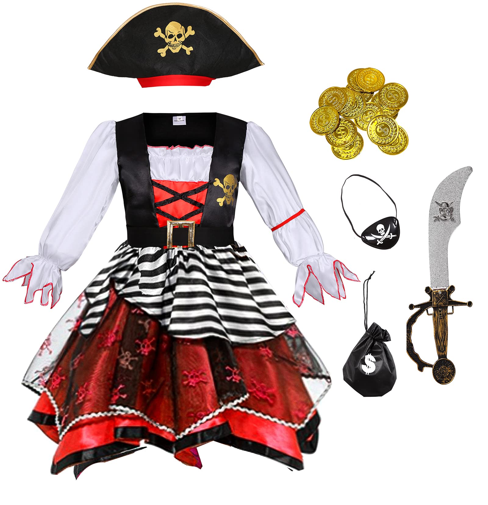 Frekuyrt Girl Pirate Costume Buccaneer Princess Costume Halloween Party Dress Up