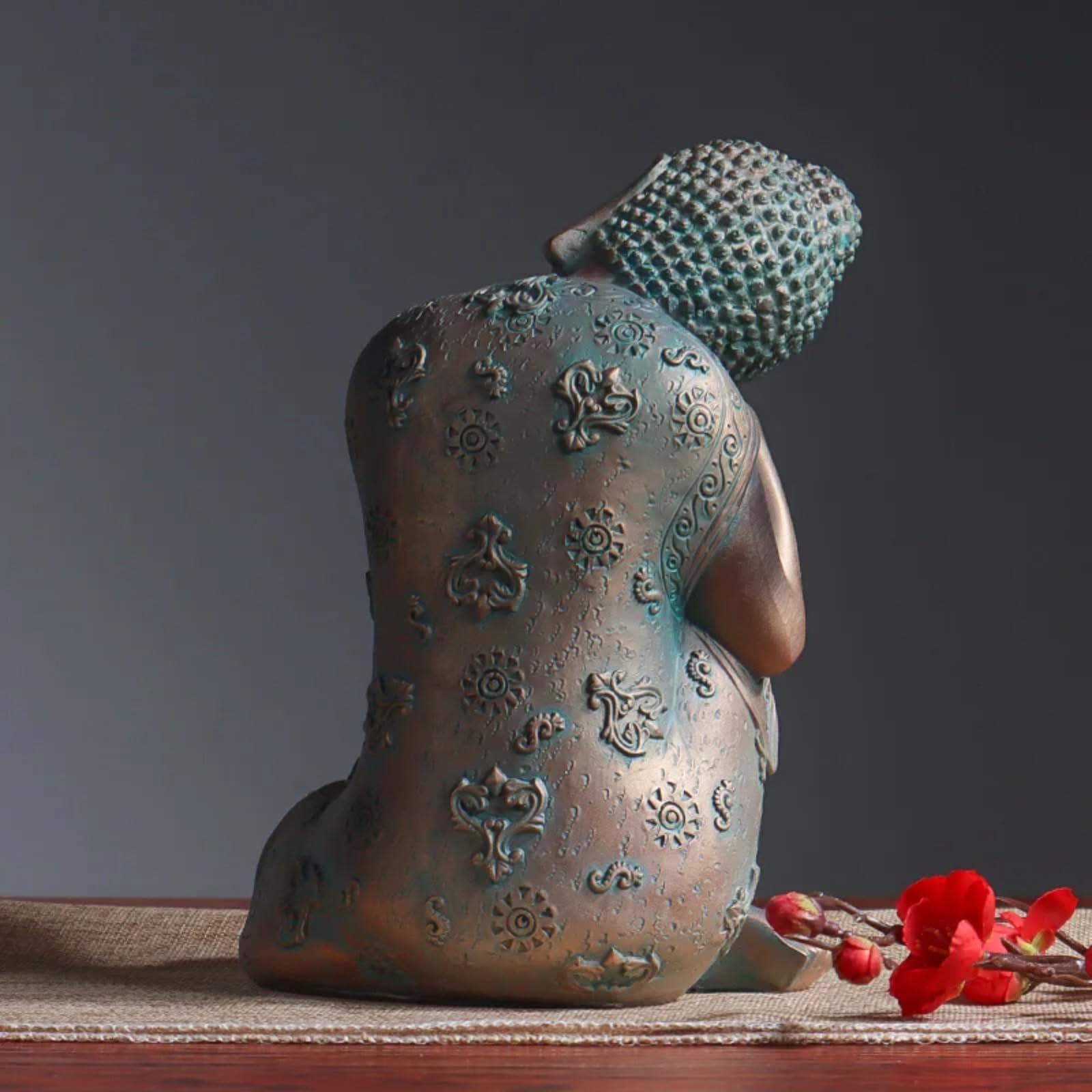 Statua di Buddha reclinabile in bronzo, 22 cm, per ingresso soggiorno, esposizione religiosa e ornamento Feng Shui