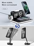 7-in-1 Wireless Charging Station for Multiple Devices, Wireless Charger with Night Light, Bluetooth Time Sync & Temperature, for iPhone 17/16/15/14/13 Pro Max, Android Phones, AirPods & Apple Watch