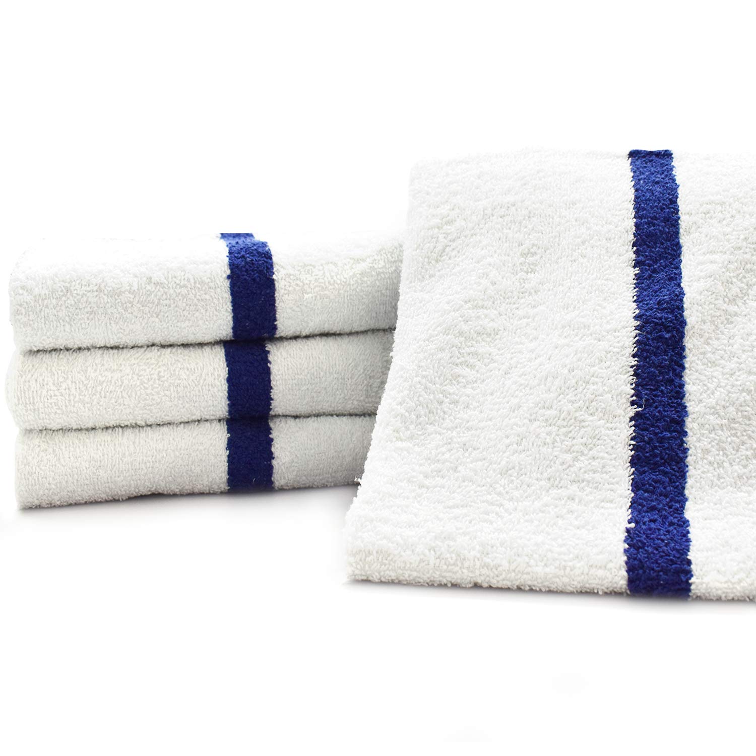 DAN RIVER Paquete de 6 toallas de baño de 22 x 44 pulgadas, súper suaves, altamente absorbentes, ligeras, de secado rápido, toallas de hotel para baño, hogar, gimnasio y spa, 400 GSM, azul y blanco