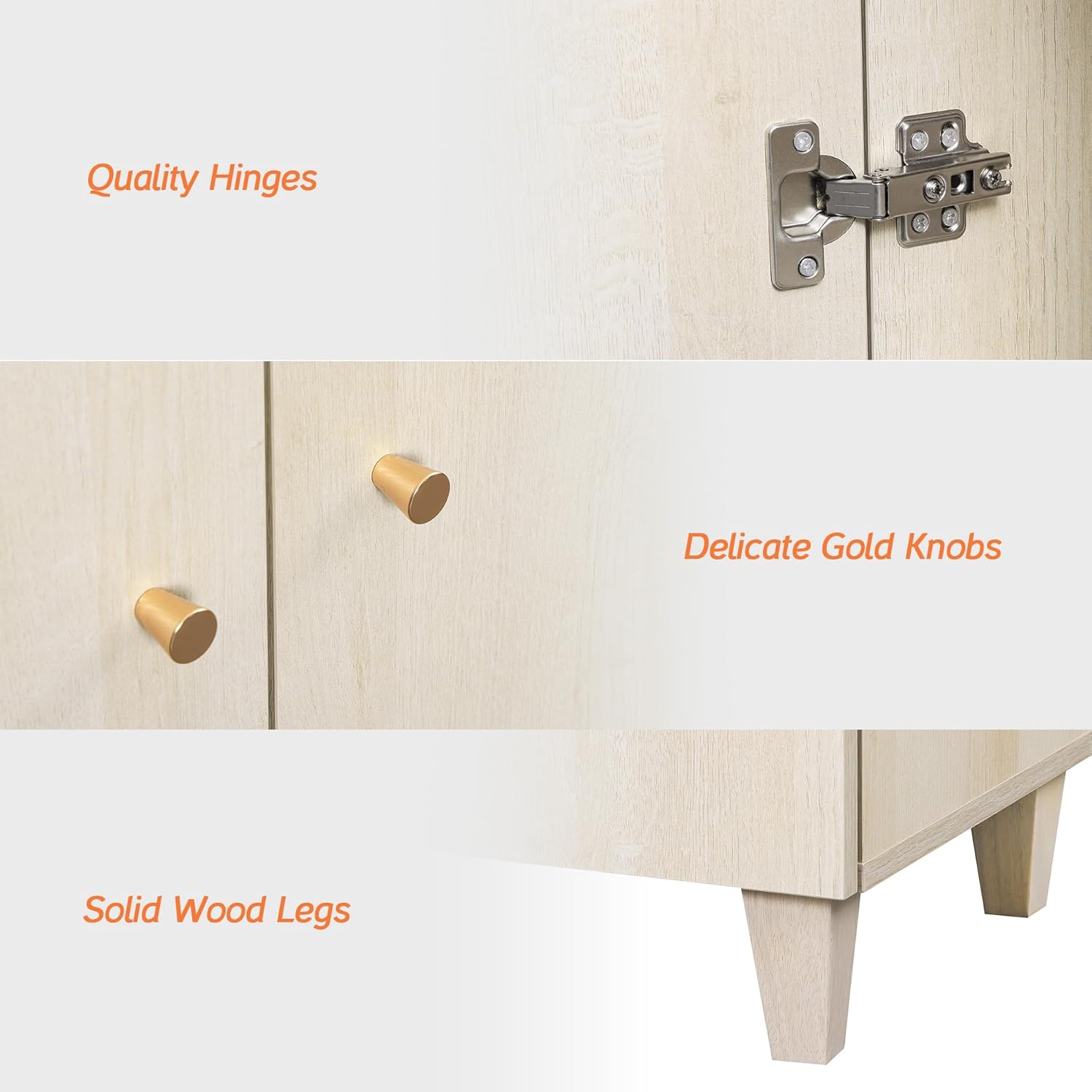 WAMPAT Sideboards Buffet Cabinet, 3-in-1 Wood Wide Credenza Storage Cabinet with Doors and Drawers, Modern Kitchen Coffee Bar Table with Storage for Living Room Dining Room, Natural Oak