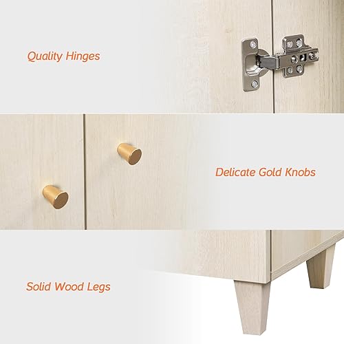 Miniatura 5 de WAMPAT Aparadores de buffet, mesa consola de madera Credenza de 70.8 pulgadas de ancho con 4 puertas, armarios de almacenamiento 2 en 1 modernos y