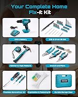 Vista 2 de Seesii Kit de herramientas de taladro inalámbrico de 21 V, juego combinado de herramientas eléctricas de 190 piezas, kit de herramientas de mano