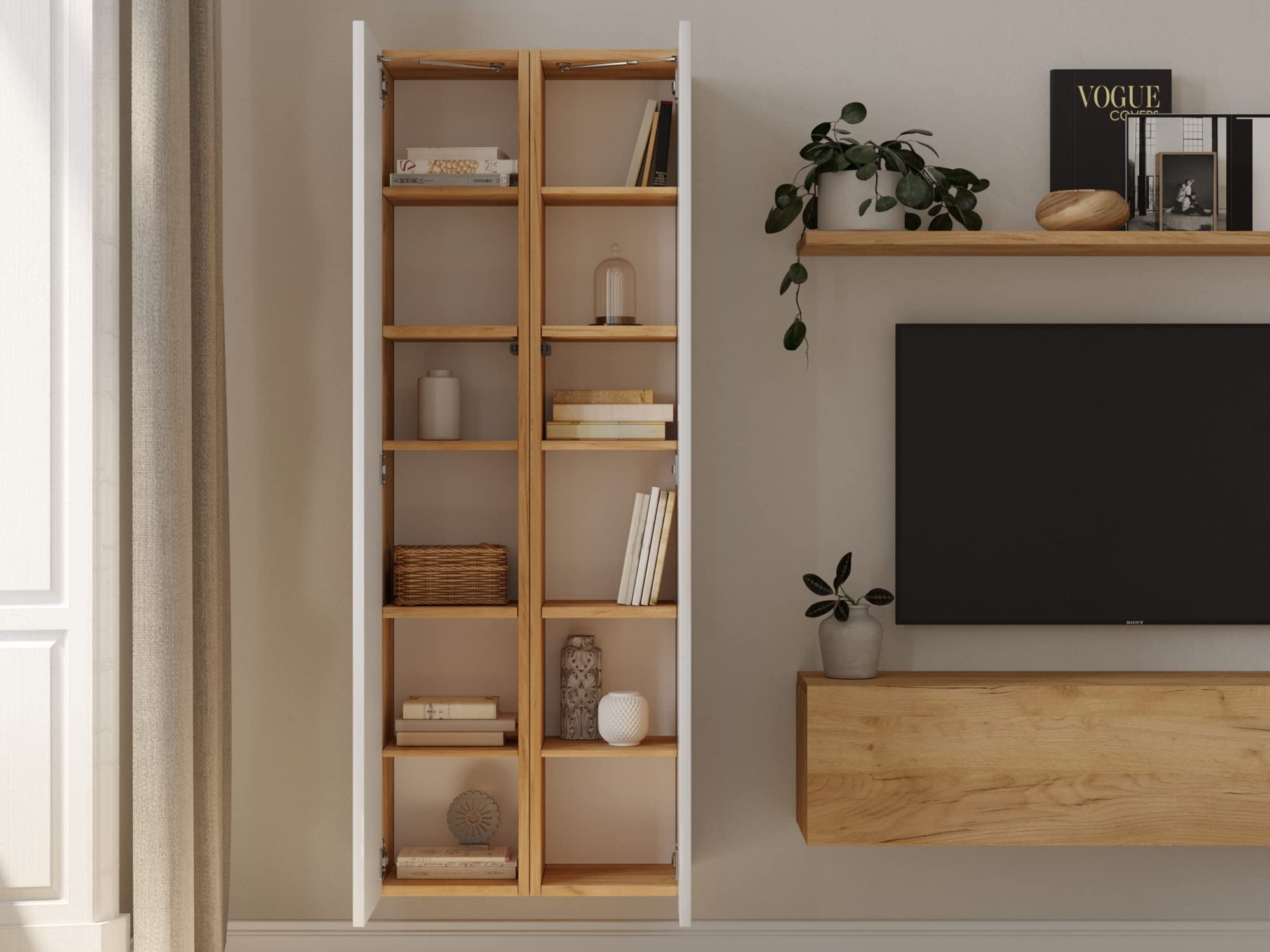 Armadietto Pensile 160x30x32cm - Vetrinetta Moderna Con Ante Push-to-Open - Foto 4