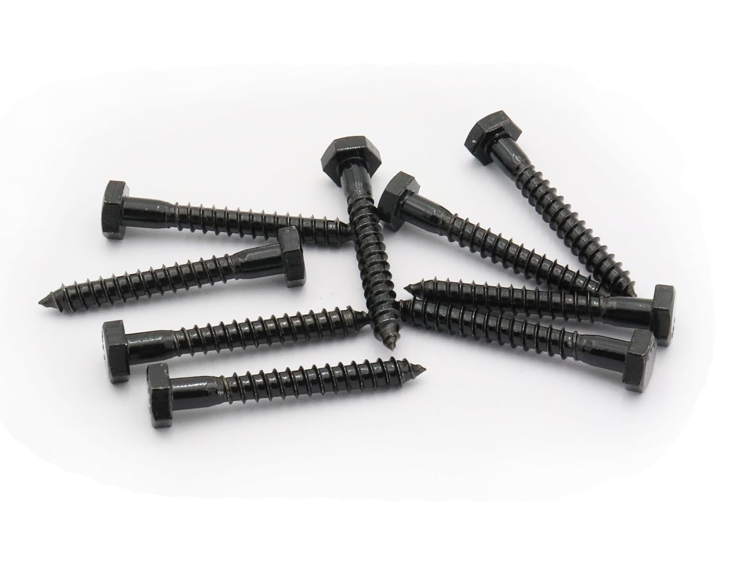 LBY 20pcs Lag Screws, 1/4" x 2" Hex Head Lag Screws Bolts (with Washers), Heavy-Duty Wood Screws for Decking & Structural Fastening, 304 Stainless Steel, (Black)