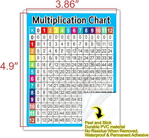 Miniatura 4 de 30 calcomanías de tabla de multiplicar en el aula para niños, calcomanías de multiplicación más grandes de 3.8 x 4.9 pulgadas para escritorios de