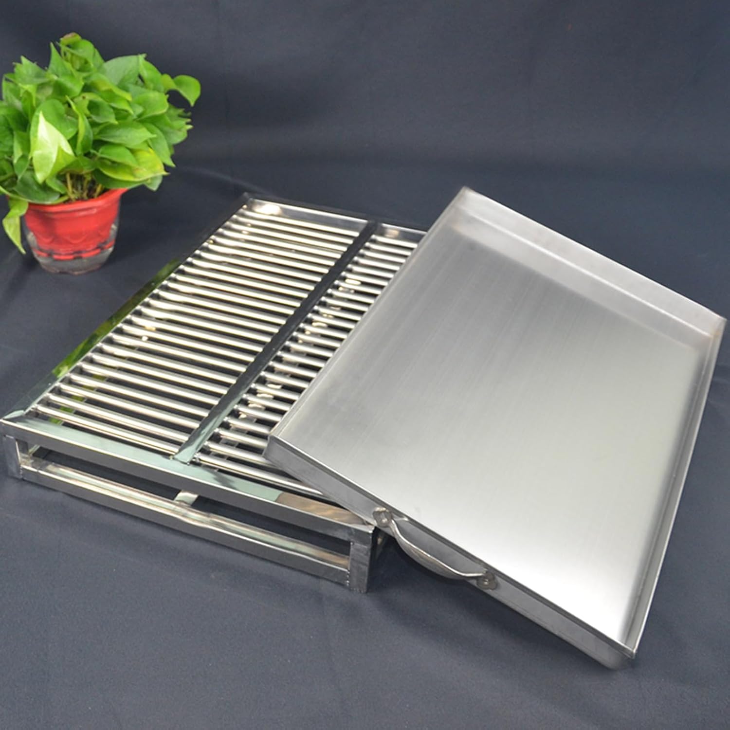 Dog Potty Toilet Training Tray with Drawer Tray,Stainless Steel Pet Toilet, Dog Toilet for Indoor Or Porch, Floor 70 * 50 * 7.5cm
