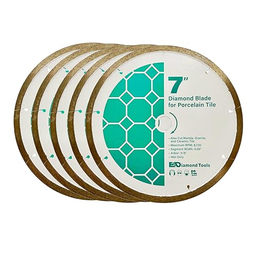 Miniatura 46 de Hojas de sierra de diamante de alto rendimiento de 7" para granito, cuarzo y otras piedras de ingeniería, eje de 7/8"-5/8" Hoja de piedra,Hoja