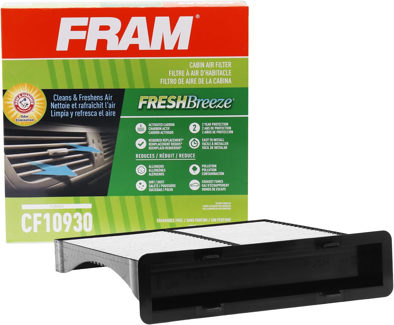 FRAM Fresh Breeze Cabin Air Filter with Arm & Hammer Baking Soda, CF10930 for Select Subaru Vehicles