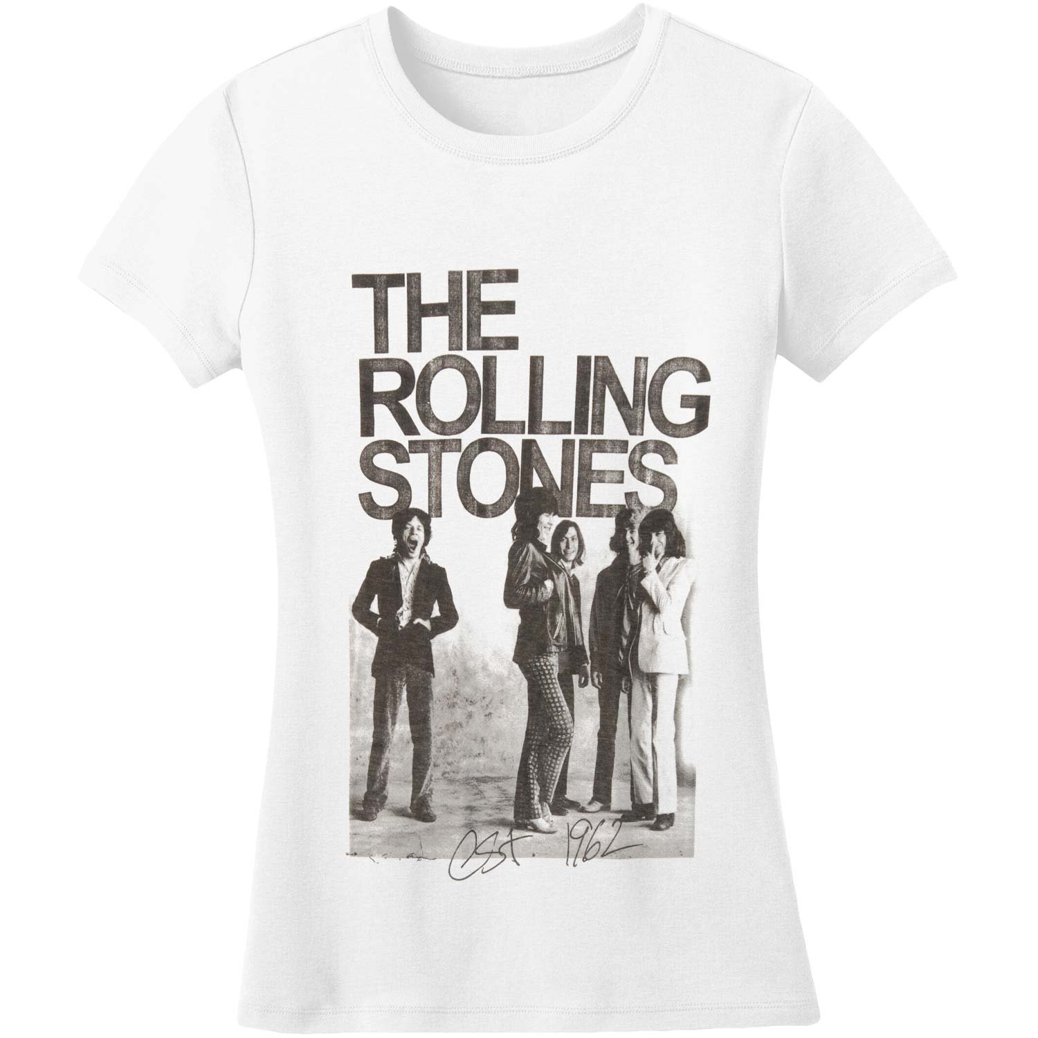 The Rolling Stones Women's White Est 1962 Group Short Sleeve T-Shirt, Size 8 (Manufacturer Size:small)
