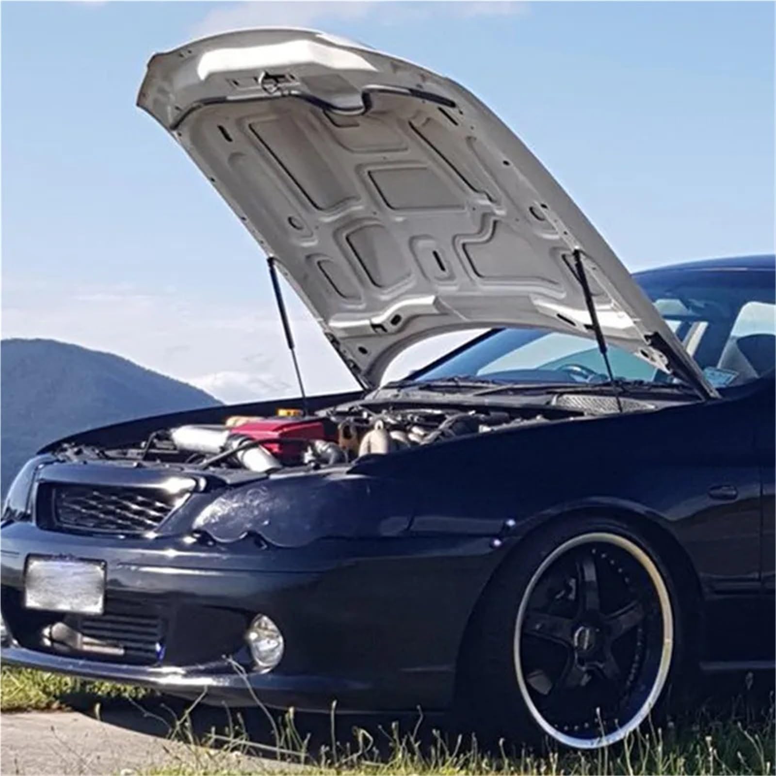 2 szt. pasuje do Forda Falcon BA BF 2002-2009 FPV XR6 XR8 GT FAIRLANE przednia maska samochodu stalowe wsporniki amortyzatorów Gas Struts