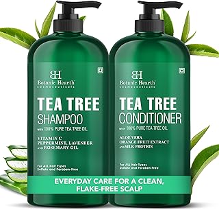 Botanic Hearth Tea Tree Shampoo And Conditioner Set | With 100% Pure Tea Tree Oil, For Itchy And Dry Scalp, Sulfate/Paraben Free | For Men And Women | 16 Fl Oz Each