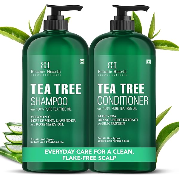Botanic Hearth Tea Tree Shampoo And Conditioner Set | With 100% Pure Tea Tree Oil, For Itchy And Dry Scalp, Sulfate/Paraben Free | For Men And Women | 16 Fl Oz Each