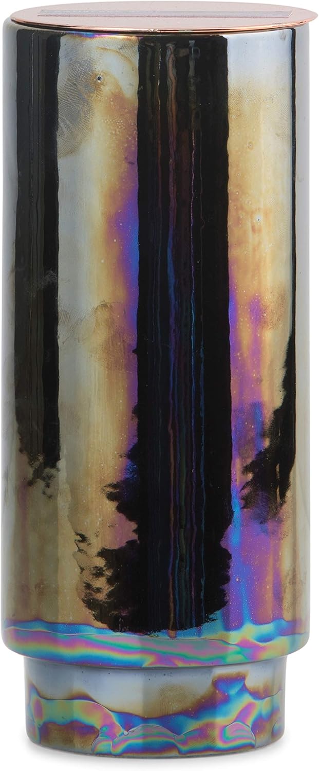 Paddywax Candles Glow Collection Scented Soy Wax Blend Candle in Iridescent Ceramic Pot, Small- 5 Ounce, Cotton & Teak : Everything Else