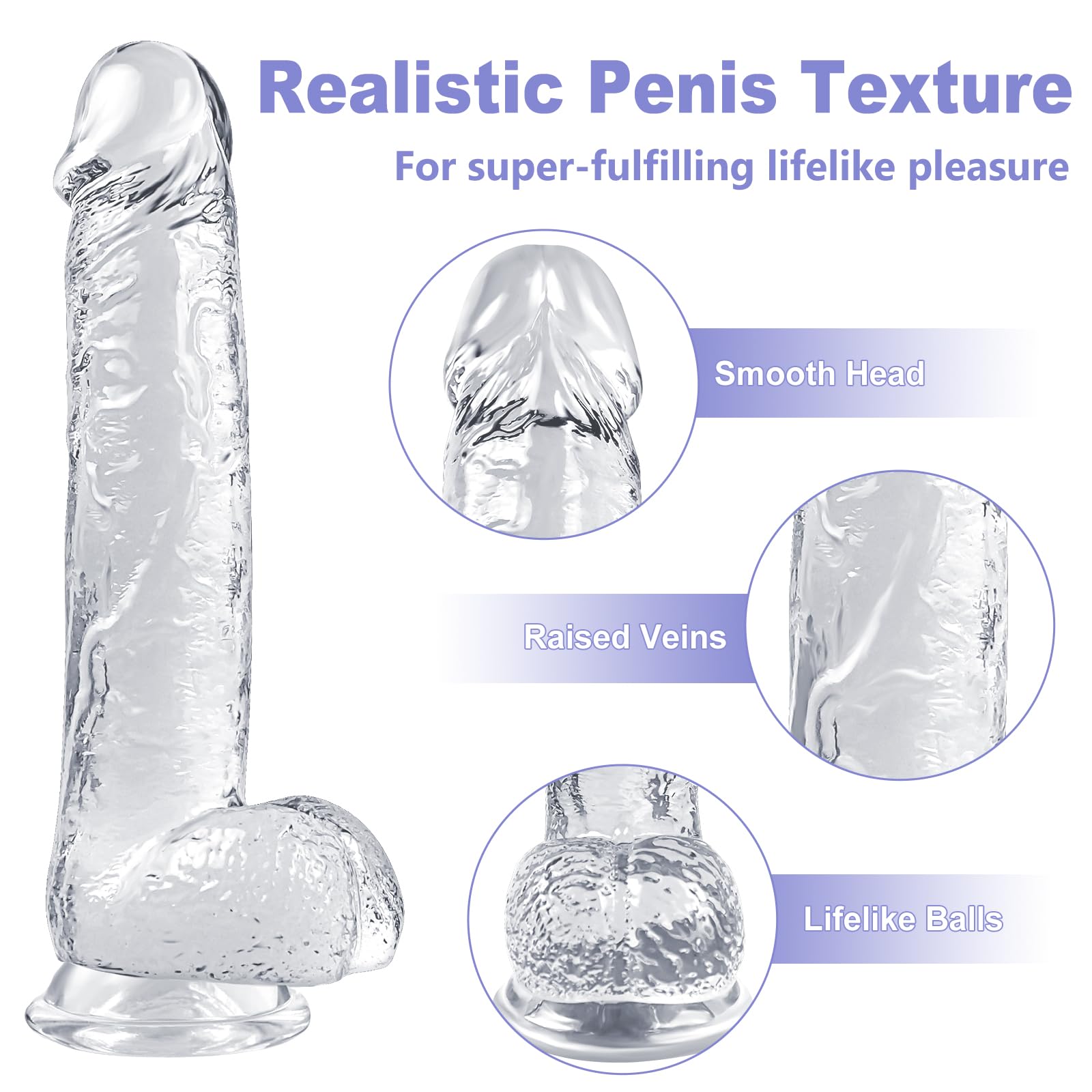 9.25 Inch Realistic Dildo Adult Sex Toys for Women Men, Lifelike G Spot Clitoral Black Huge Dildo with Strong Suction Cup for Hands-Free Play, Flexible BBC Anal Toys for Lesbian Strap-on G-Spot Dildos