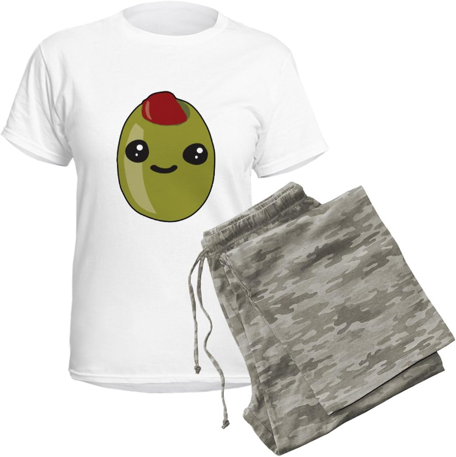 CafePress Cute Olive Women's Light Pajamas Women's Novelty Cotton Pajama Set, Comfortable PJ Sleepwear
