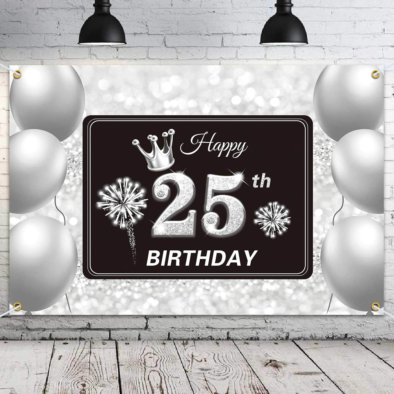 PAKBOOM Fotohintergrund Banner „Happy 25th Birthday“ – 300x50 Cm, Mit Aufhängung, Für Geburtstagsparty-Dekoration