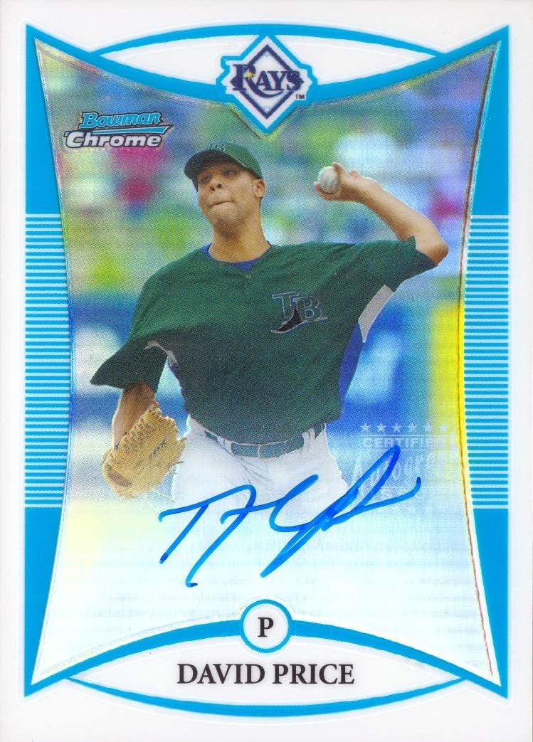 2008 Bowman Chrome Prospects Refractor #BCP111 David Price Certified Autograph Pre-Rookie Baseball Card - Only 500 made!