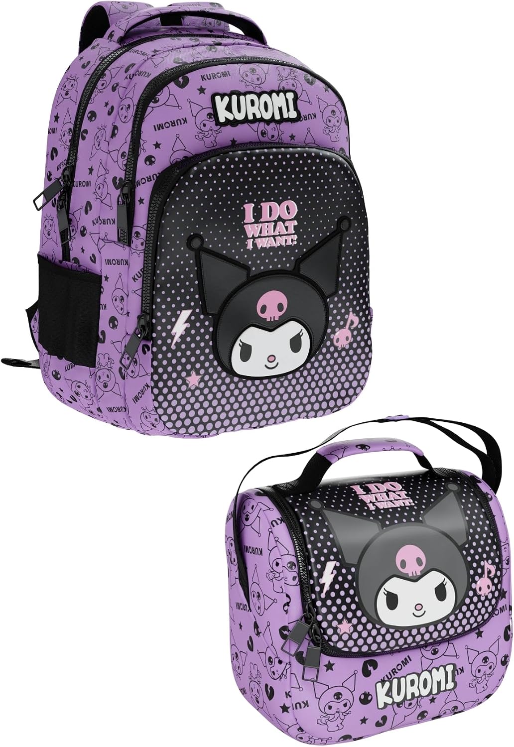 Wiggle Kuromi Temalı Lisanslı Premium 2'li Okul Seti Sırt Çantası ve Beslenme Çantası