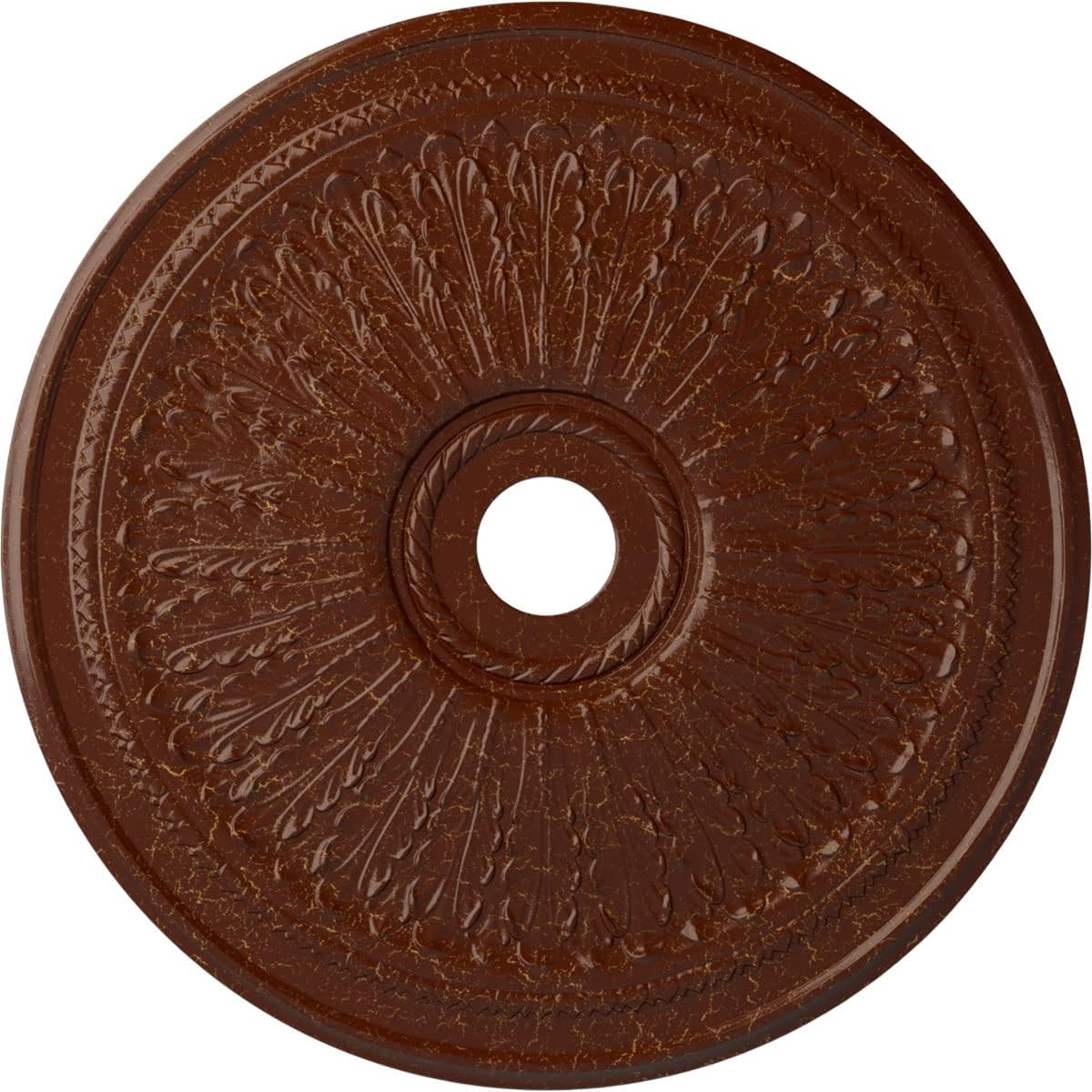 Ekena Millwork CM29OABMC - 29 1/8"OD x 3 5/8"ID x 1"P Oak leaf Ceiling Medallion (Fits Canopies up to 6 1/4") - Ceiling Medallion, Burnished Mahogany Crackle