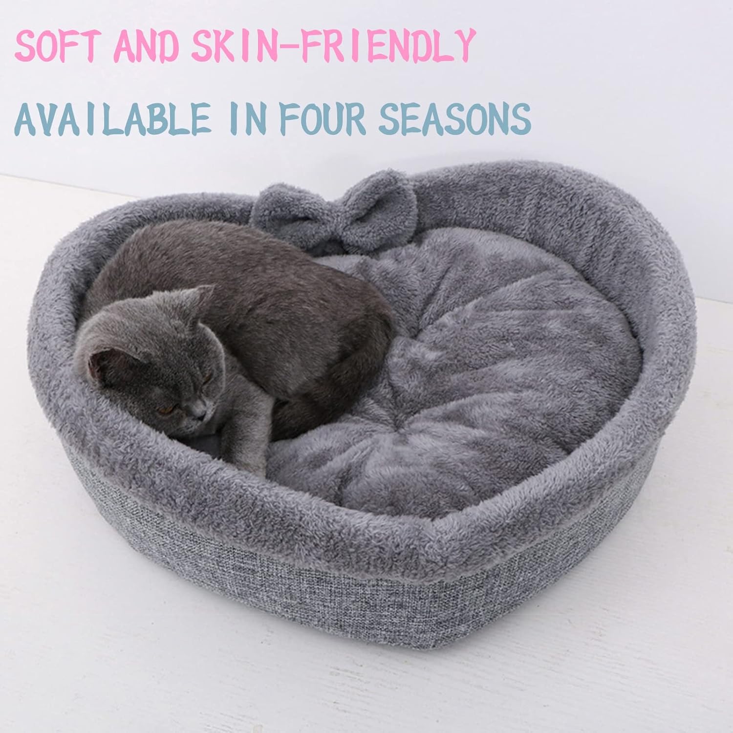 review Cute Heart-Shaped Cat Dog Bed Kennel Love Pet Nest Super Soft Cotton Velvet Winter Summer Warm Pet Cat Nest Dog Bed Pet Sleeping Supplies,Pink,S